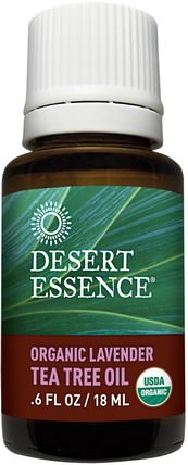Organic Lavender Tea Tree Oil.6 fl oz (18 ml) by Desert Essence, 沐浴，美容，香薰精油，薰衣草精油，茶樹精油 HK 香港
