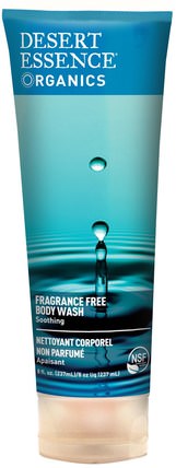 Organics, Body Wash, Fragrance Free, 8 fl oz (237 ml) by Desert Essence, 洗澡，美容，沐浴露 HK 香港