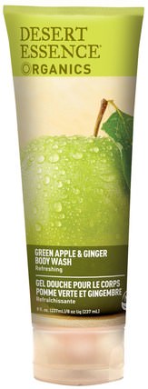 Organics, Body Wash, Green Apple & Ginger, 8 fl oz (237 ml) by Desert Essence, 洗澡，美容，沐浴露 HK 香港