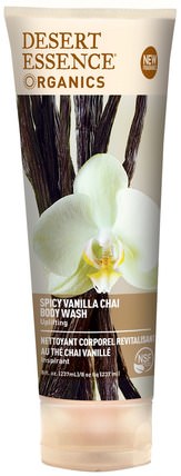 Organics, Body Wash, Spicy Vanilla Chai, 8 fl oz (237 ml) by Desert Essence, 洗澡，美容，沐浴露 HK 香港