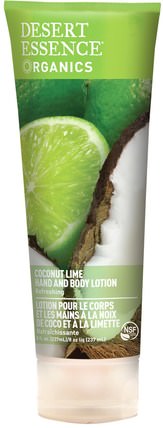 Organics, Hand and Body Lotion, Coconut Lime, 8 fl oz (237 ml) by Desert Essence, 洗澡，美容，潤膚露 HK 香港