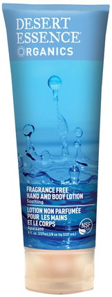 Organics, Hand and Body Lotion, Fragrance Free, 8 fl oz (237 ml) by Desert Essence, 健康，皮膚，潤膚露 HK 香港