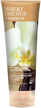 Organics, Hand and Body Lotion, Spicy Vanilla Chai, 8 fl oz (237 ml) by Desert Essence, 洗澡，美容，潤膚露 HK 香港
