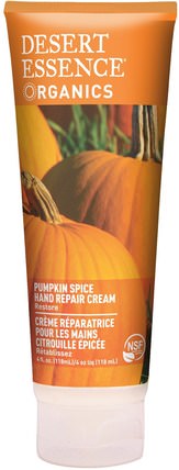 Organics, Hand Repair Cream, Pumpkin Spice, 4 fl oz (118 ml) by Desert Essence, 洗澡，美容，潤膚露，護手霜 HK 香港