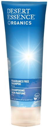 Organics, Shampoo, Fragrance Free, 8 fl oz (237 ml) by Desert Essence, 洗澡，美容，洗髮水，頭髮，頭皮，護髮素 HK 香港