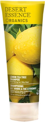 Organics, Shampoo, Lemon Tea Tree, 8 fl oz (237 ml) by Desert Essence, 洗澡，美容，洗髮水，頭髮，頭皮，護髮素 HK 香港