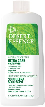 Ultra Care Mouthwash, Mega Mint, 16 fl oz (480 ml) by Desert Essence, 洗澡，美容，口腔牙齒護理，漱口水 HK 香港