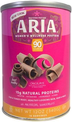 Aria, Womens Wellness Protein, Chocolate, 12 oz (340 g) by Designer Protein, 補充劑，蛋白質 HK 香港