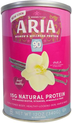Aria, Womens Wellness Protein, Vanilla, 12 oz (340 g) by Designer Protein, 補充劑，蛋白質 HK 香港
