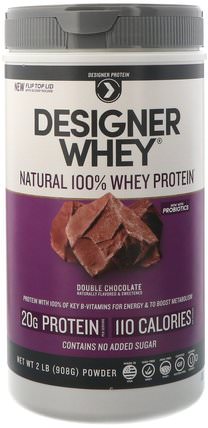 Designer Whey, Natural 100% Whey Protein, Double Chocolate, 2 lbs (908 g) by Designer Protein, 補充劑，乳清蛋白 HK 香港