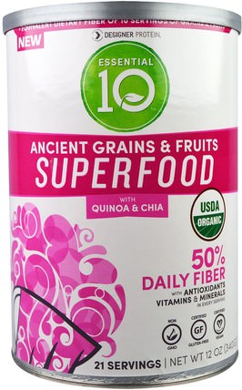 Organic Essential 10, Ancient Grains & Fruits Superfood, 12 oz (340 g) by Designer Protein, 補充劑，蛋白質 HK 香港