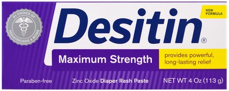 Diaper Rash Paste, Maximum Strength, 4 oz (113 g) by Desitin, 兒童健康，尿布，尿布霜 HK 香港