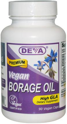 Vegan, Borage Oil, 90 Vegan Caps by Deva, 補充劑，efa omega 3 6 9（epa dha），琉璃苣油 HK 香港