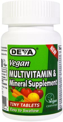 Vegan, Multivitamin & Mineral Supplement, Tiny Tablets, 90 Tablets by Deva, 維生素，多種維生素 HK 香港