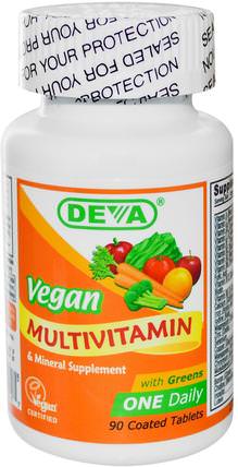 Vegan, Multivitamin & Mineral Supplement, 90 Coated Tablets by Deva, 維生素，多種維生素 HK 香港