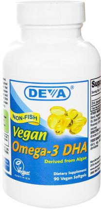 Vegan, Omega-3 DHA, 90 Vegan Softgels by Deva, 補充劑，efa omega 3 6 9（epa dha），dha HK 香港