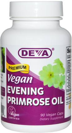 Vegan, Premium Evening Primrose Oil, 90 Vegan Caps by Deva, 補充劑，efa omega 3 6 9（epa dha），月見草油 HK 香港