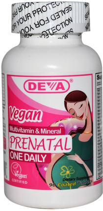 Vegan, Prenatal, Multivitamin & Mineral, One Daily, 90 Coated Tablets by Deva, 維生素，產前多種維生素 HK 香港