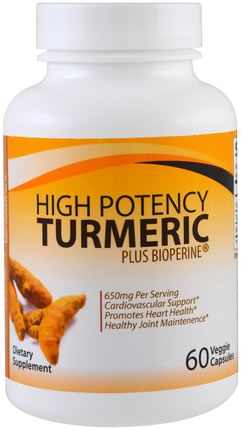 High Potency Turmeric Plus Bioperine, 60 Veggie Caps by Divine Health, 補充劑，抗氧化劑，薑黃素 HK 香港