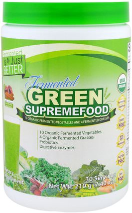 Organic Fermented Green Supremefood, 7.40 oz (210 g) by Divine Health, 補品，超級食品，綠色蔬菜 HK 香港