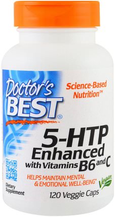 5-HTP, Enhanced with Vitamins B6 & C, 120 Veggie Caps by Doctors Best, 補充劑，5-htp HK 香港