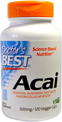 Acai, 500 mg, 120 Veggie Caps by Doctors Best, 補充劑，水果提取物，超級水果，巴西莓果汁提取物，阿薩膠囊軟膠囊 HK 香港