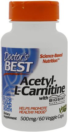 Aceteyl-L-Carnitine with Biosint Carnitines, 500 mg, 60 Veggie Caps by Doctors Best, 補充劑，氨基酸，左旋肉鹼，乙酰左旋肉鹼 HK 香港