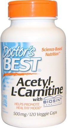 Acetyl-L-Carnitine, 500 mg, 120 Veggie Caps by Doctors Best, 補充劑，氨基酸，左旋肉鹼，乙酰左旋肉鹼 HK 香港