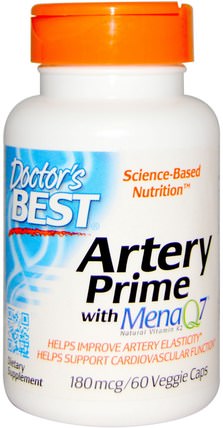 Artery Prime with Mena Q7, 180 mcg, 60 Veggie Caps by Doctors Best, 維生素，維生素D3，健康，心臟心血管健康，心臟支持 HK 香港