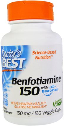 Benfotiamine with BenfoPure, 150 mg, 120 Veggie Caps by Doctors Best, 補充劑，benfotiamine HK 香港