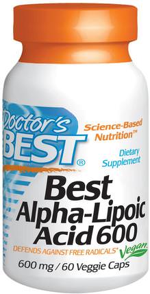 Best Alpha-Lipoic Acid, 600 mg, 60 Veggie Caps by Doctors Best, 補充劑，抗氧化劑，α硫辛酸，α硫辛酸600毫克 HK 香港