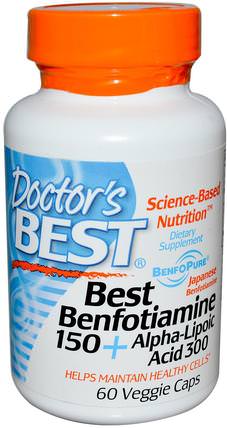 Best Benfotiamine 150 + Alpha-Lipoic Acid 300, 60 Veggie Caps by Doctors Best, 補充劑，抗氧化劑，α硫辛酸，benfotiamine HK 香港