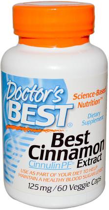 Best Cinnamon Extract with Cinnulin PF, 125 mg, 60 Veggie Caps by Doctors Best, 草藥，肉桂提取物 HK 香港