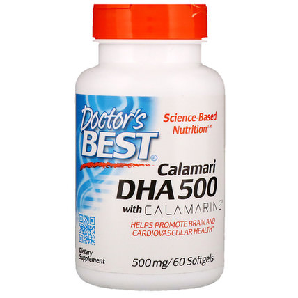 DHA 500, from Calamari, 500 mg, 60 Softgels by Doctors Best, 補充劑，efa omega 3 6 9（epa dha），dha HK 香港