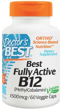 Best Fully Active B12, 1500 mcg, 60 Veggie Caps by Doctors Best, 維生素，維生素b，維生素b12，維生素b12 - 甲基鈷胺素 HK 香港