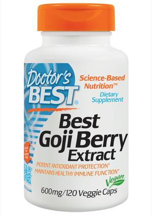 Best Goji Berry Extract, 600 mg, 120 Veggie Caps by Doctors Best, 補充劑，水果提取物，枸杞提取液，adaptogen HK 香港