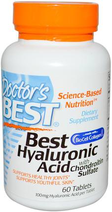 Best Hyaluronic Acid with Chondroitin Sulfate, 60 Tablets by Doctors Best, 健康，女性，透明質酸，骨骼，骨質疏鬆症 HK 香港