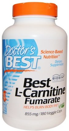 Best L-Carnitine Fumarate, 855 mg, 180 Veggie Caps by Doctors Best, 補充劑，氨基酸，左旋肉鹼，左旋肉鹼 HK 香港
