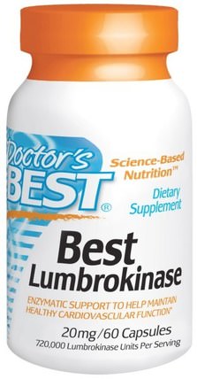Best Lumbrokinase, 20 mg, 60 Capsules by Doctors Best, 補充劑，酶，蚓激酶 HK 香港