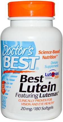 Best Lutein With Lutemax 2020, 20 mg, 180 Softgels by Doctors Best, 補充劑，抗氧化劑，葉黃素 HK 香港