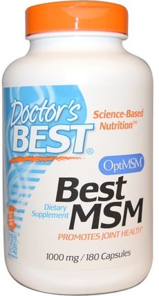 Best MSM, 1000 mg, 180 Capsules by Doctors Best, 健康，關節炎，骨骼，骨質疏鬆症，msm HK 香港