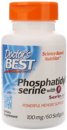 Best Phosphatidylserine with SerinAid, 100 mg, 60 Softgels by Doctors Best, 補充劑，磷脂酰絲氨酸 HK 香港