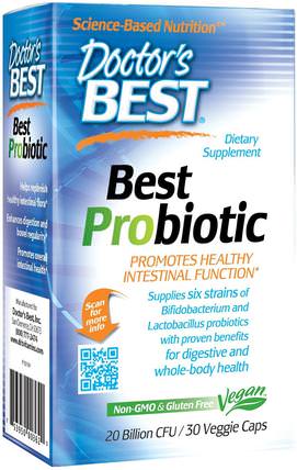 Best Probiotic, 20 Billion CFU, 30 Veggie Caps by Doctors Best, 補充劑，益生菌，穩定的益生菌 HK 香港