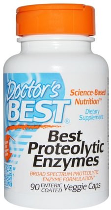 Best Proteolytic Enzymes, 90 Enteric Coated Veggie Caps by Doctors Best, 補充劑，酶，蛋白水解酶 HK 香港
