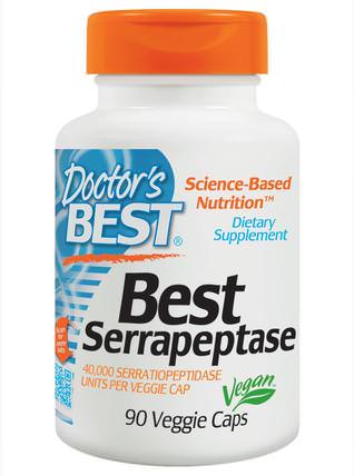 Best Serrapeptase, 40.000 SPU, 90 Veggie Caps by Doctors Best, 補充劑，酶，沙雷胃蛋白酶 HK 香港