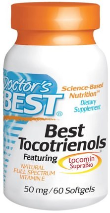 Best Tocotrienols, 50 mg, 60 Softgels by Doctors Best, 維生素，維生素E，維生素E生育三烯酚，tocomin suprabio HK 香港