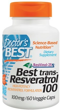 Trans-Resveratrol 100, 100 mg, 60 Veggie Caps by Doctors Best, 補充劑，白藜蘆醇 HK 香港