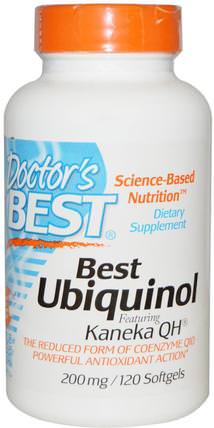 Ubiquinol, Featuring Kaneka QH, 200 mg, 120 Softgels by Doctors Best, 補充劑，抗氧化劑，泛醇qh，泛醇coq10 200毫克 HK 香港