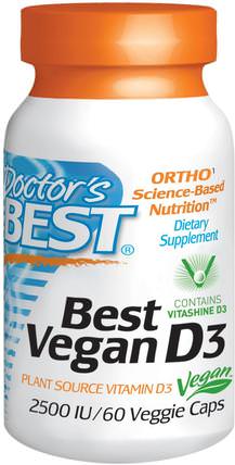 Best Vegan D3, 2500 IU, 60 Veggie Caps by Doctors Best, 維生素，維生素D3 HK 香港