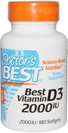 Best Vitamin D3, 2000 IU, 180 Softgels by Doctors Best, 維生素，維生素D3 HK 香港